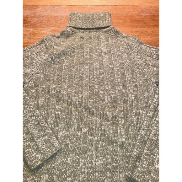 Womens Olive Green Ribbed Turtleneck Sweater Knit Long Sleeve - Picture 4 of 4